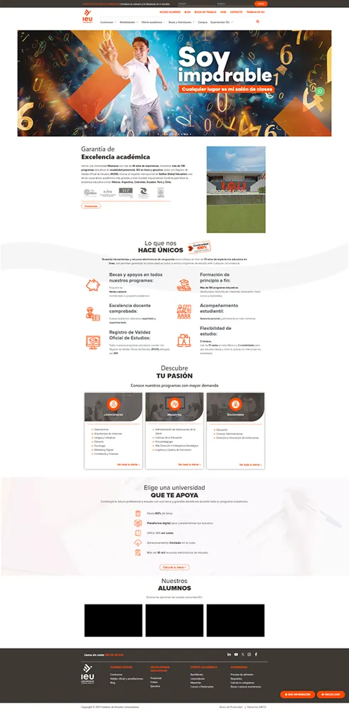 Landing page for the Soy imparable campaign